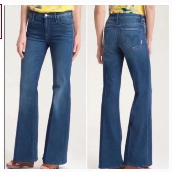 Mother The Mellow Drama Flare Jeans in Stardust Dark Wash 27 EUC - Picture 1 of 1
